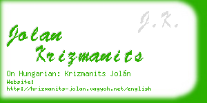jolan krizmanits business card